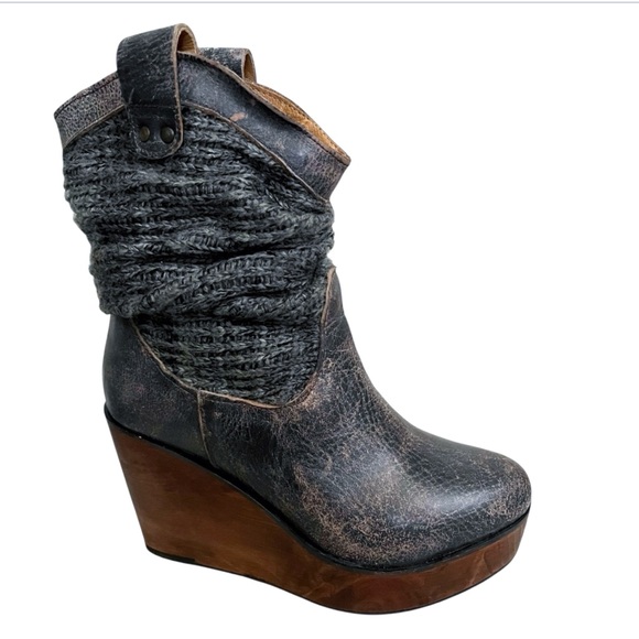 BED STU Bruges Leather Knit Booties - Picture 1 of 15